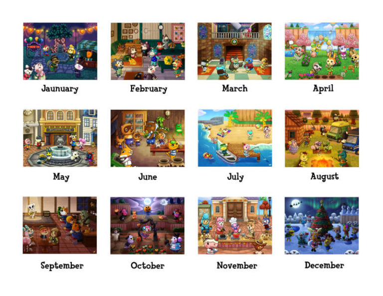 universal anime best calendar Animal Crossing Calendar 2022 print