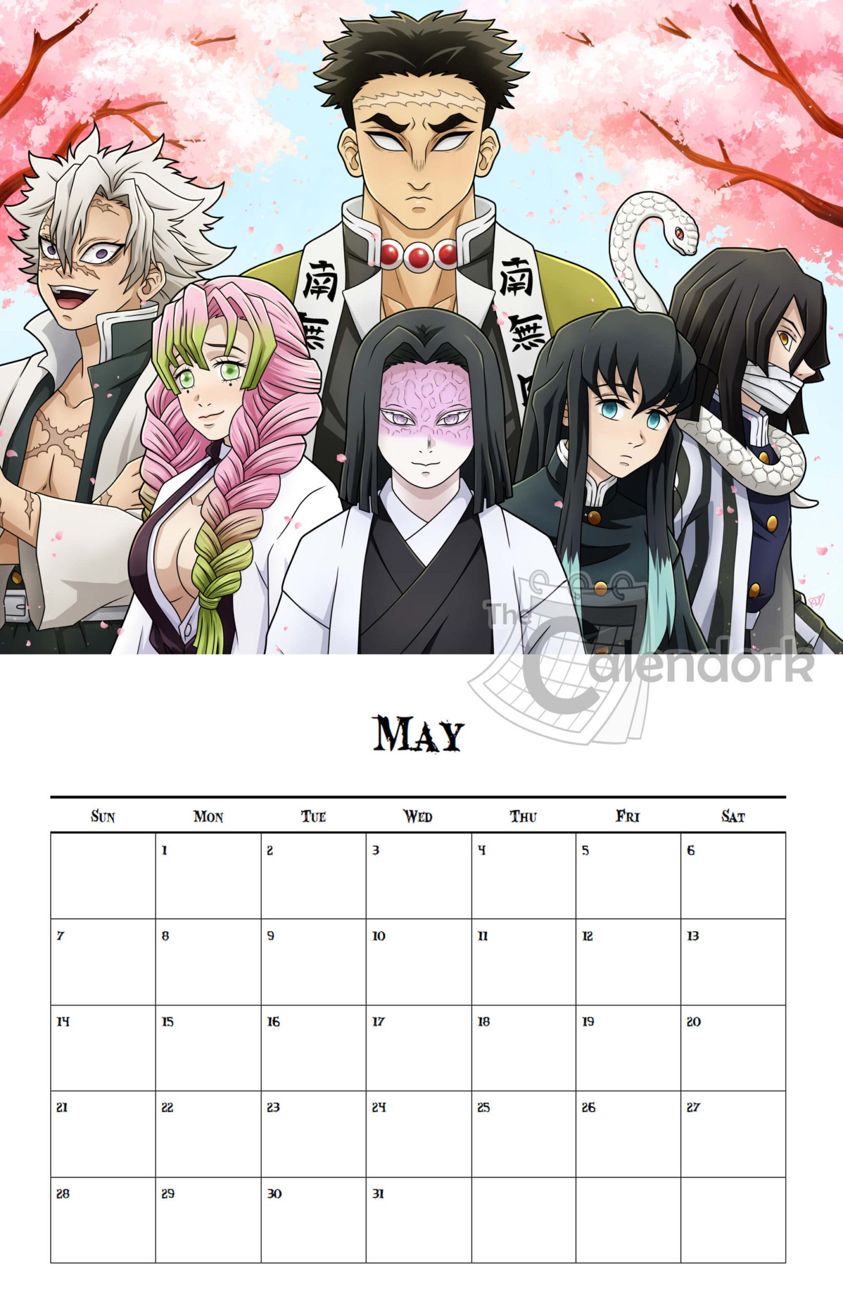 Demon Slayer Kimetsu No Yaiba 2024 Wall Calendar