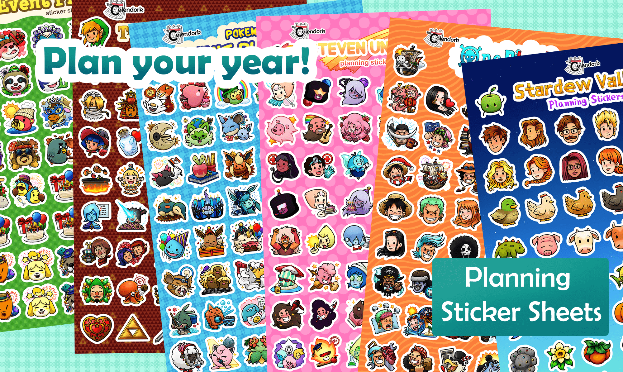 My Hero Academia Sticker Sheet | One Piece Sticker Sheet | Legend of Zelda Sticker Sheet | Steven Universe Sticker Sheet | Pokémon Sticker Sheet | Animal Crossing Sticker Sheet