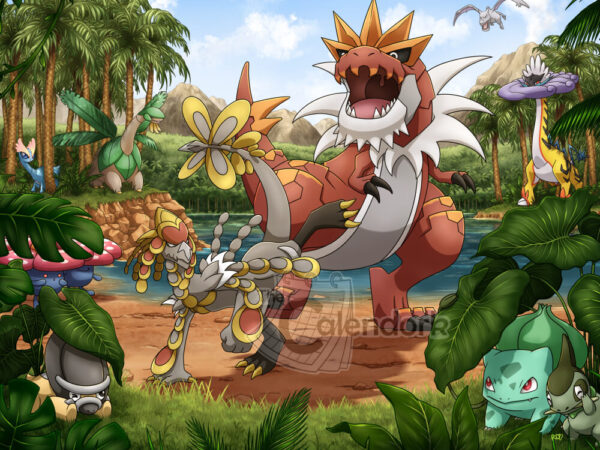 Prehistoric Battle Poke-Print