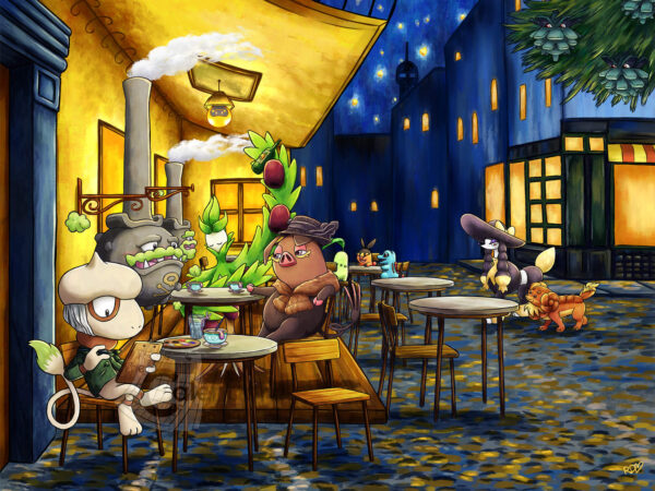 Poke-Cafe Terrace at Night